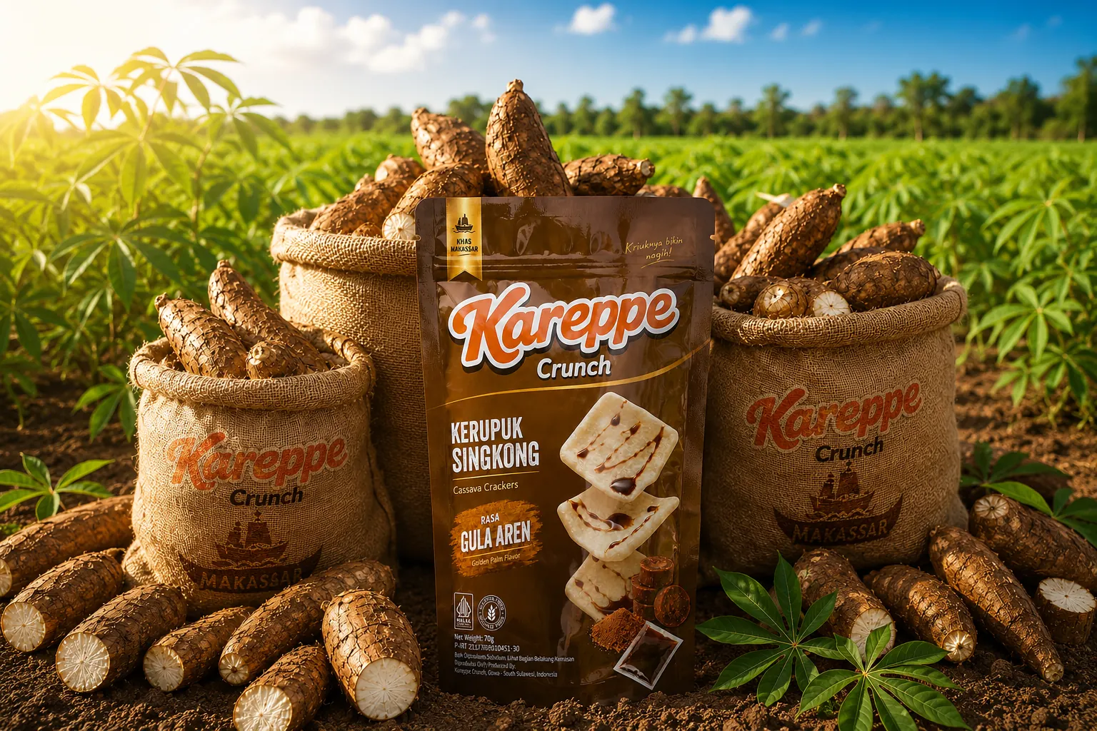 Kareppe Crunch kerupuk singkong khas Makassar dari Gowa